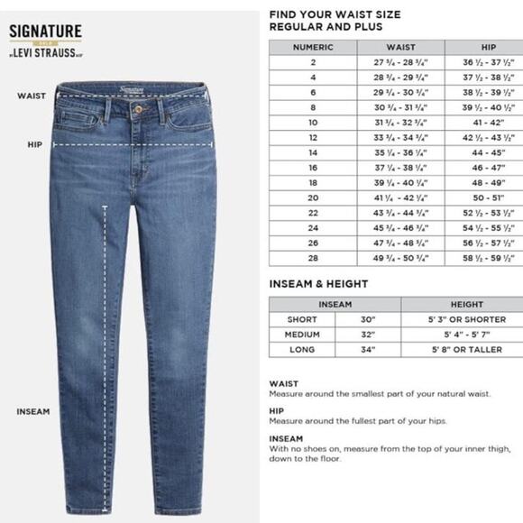 NWT Signature Levi Strauss Gold Label Shaping Skinny Black Jeans 8 Short W29 L28 - Picture 5 of 7